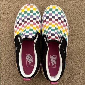 Vans Women Colorful Pixel Checkered Slip-On Sneakers Size 5 Brand New